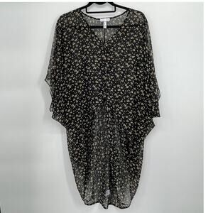LEITH Kimono Oversized Chiffon Floral Batwing Sheer Coverup Women's Sz XS / S
